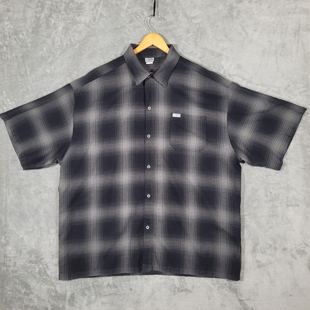 Vintage Caltop Shirt Mens 4XL Black Gray Button Up Short Sleeve OG Chicano Vato